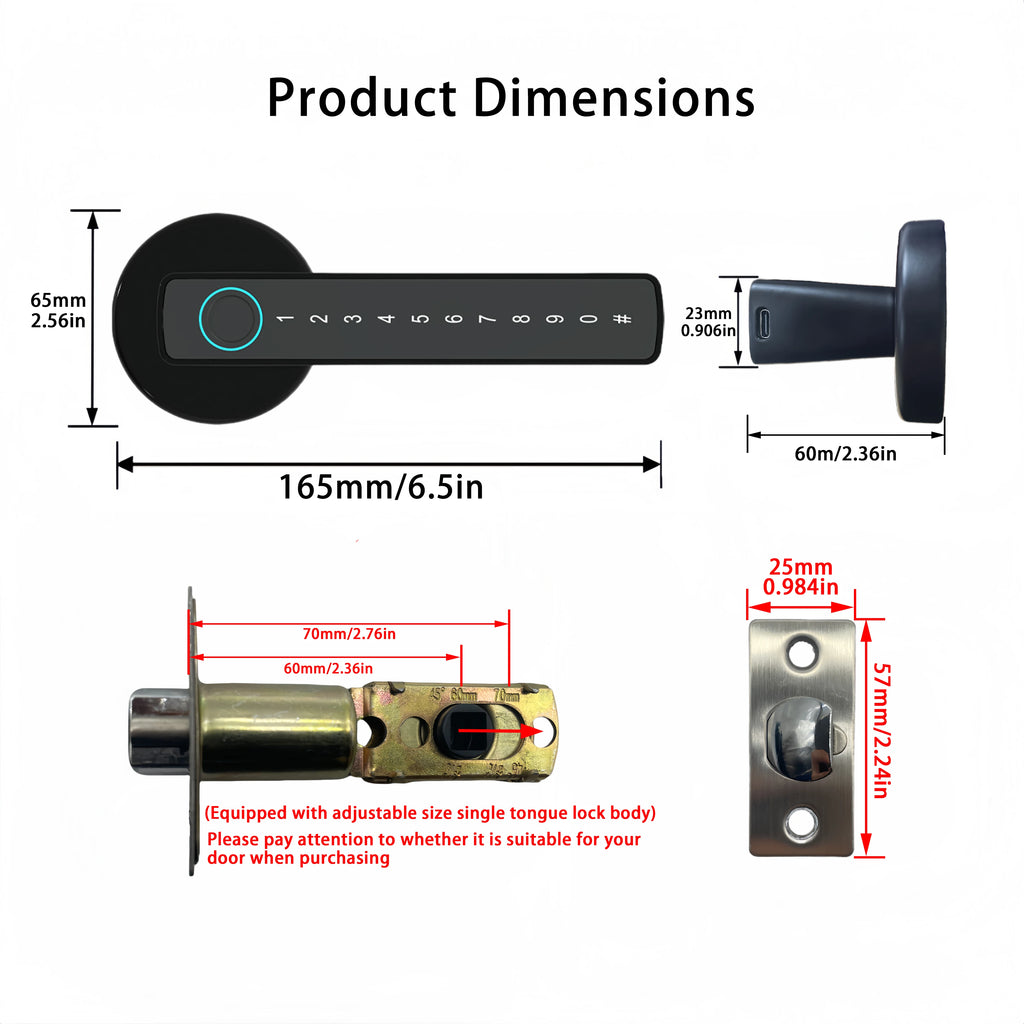 RAYKUBE M5 Fingerabdruck-Türschloss – Bluetooth & Tuya