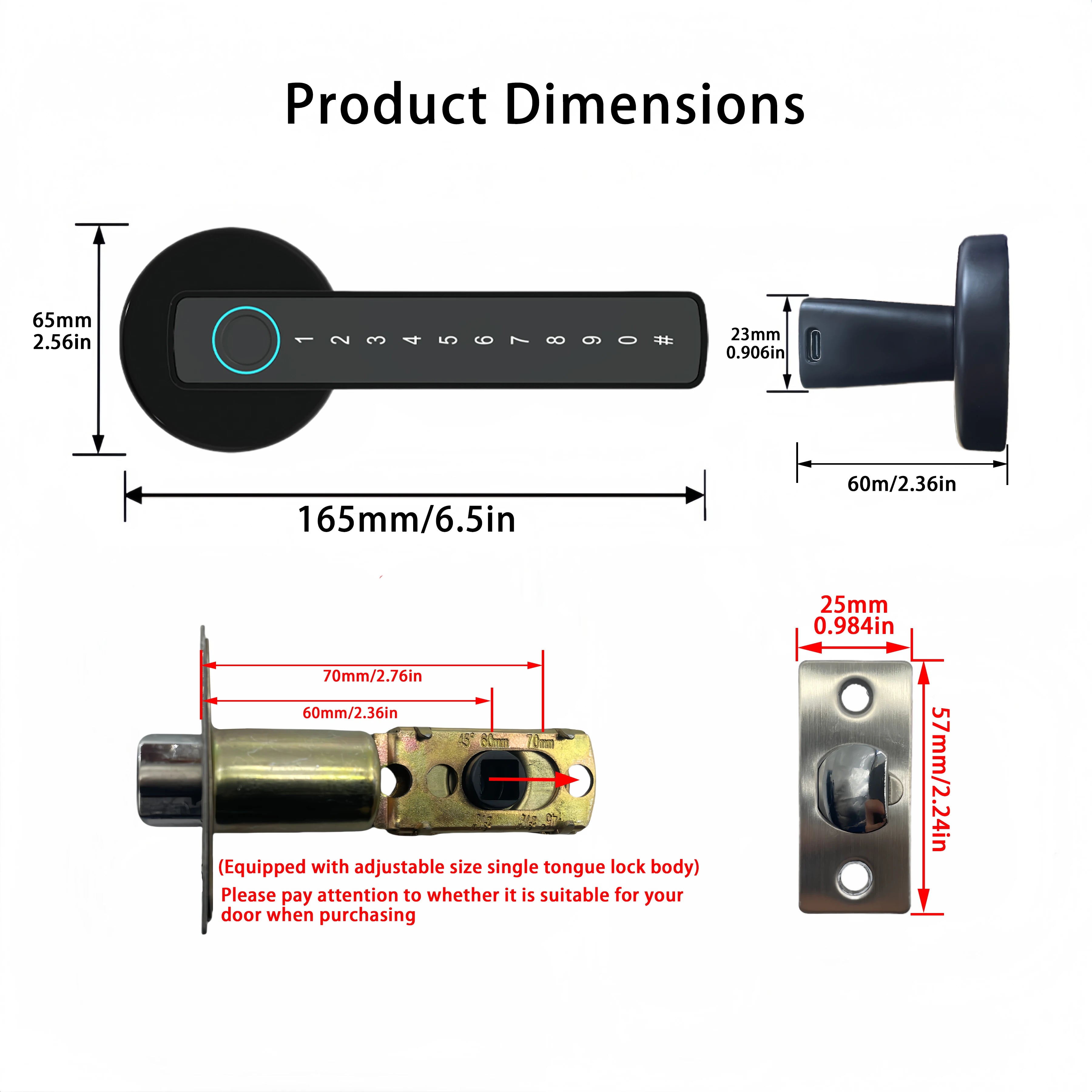 RAYKUBE M5 Fingerabdruck-Türschloss – Bluetooth & Tuya