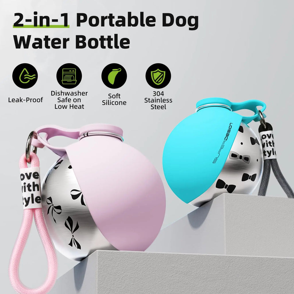 Hunde-Trinkflasche 2-in-1 Edelstahl – Auslaufsicher & Kompakt