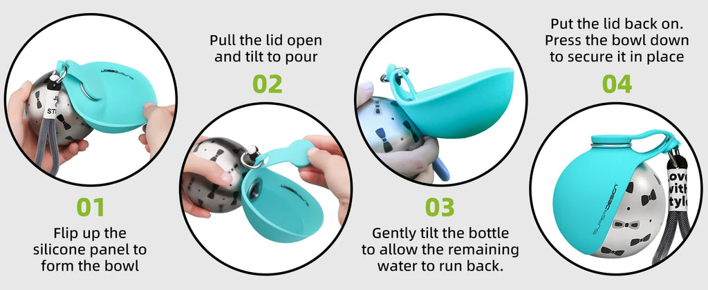 Hunde-Trinkflasche 2-in-1 Edelstahl – Auslaufsicher & Kompakt