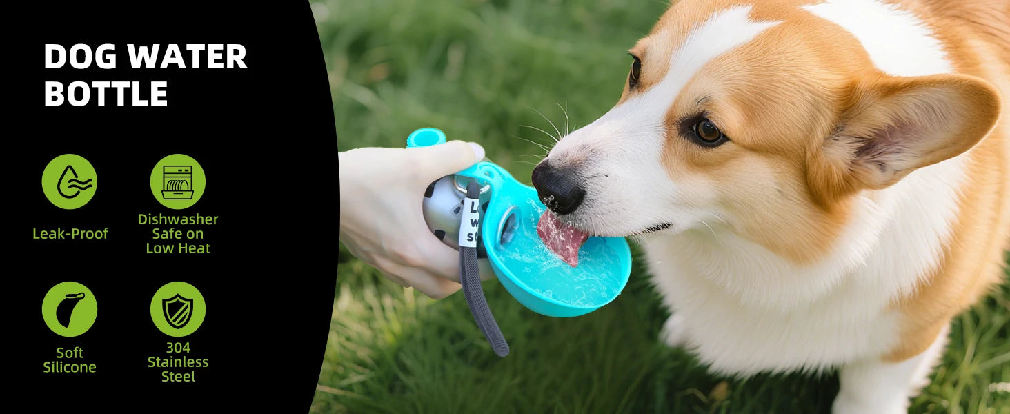 Hunde-Trinkflasche 2-in-1 Edelstahl – Auslaufsicher & Kompakt