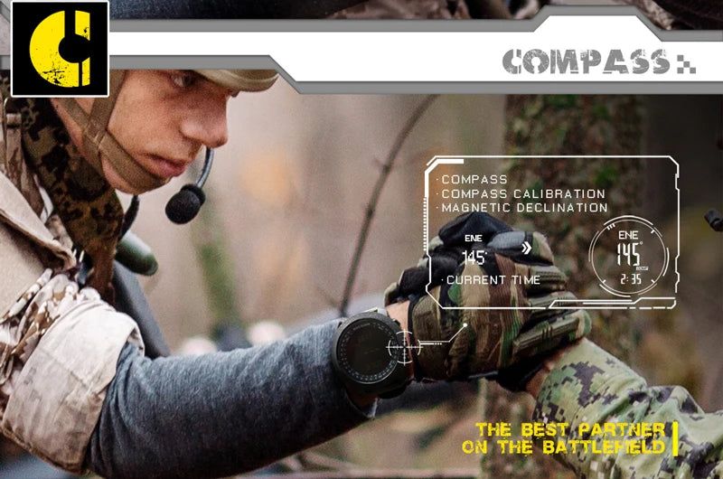 Outdoor-Digitaluhr Herren – Militär, Kompass & 50m wasserdicht