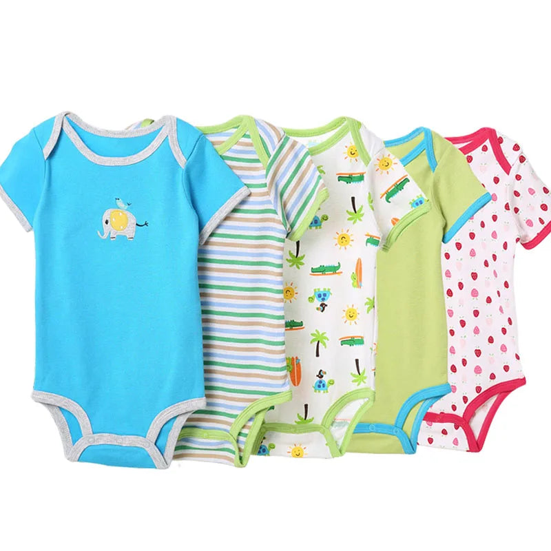 Baby-Strampler 5er-Set – Kurzarm, Baumwolle, 3–24 Monate