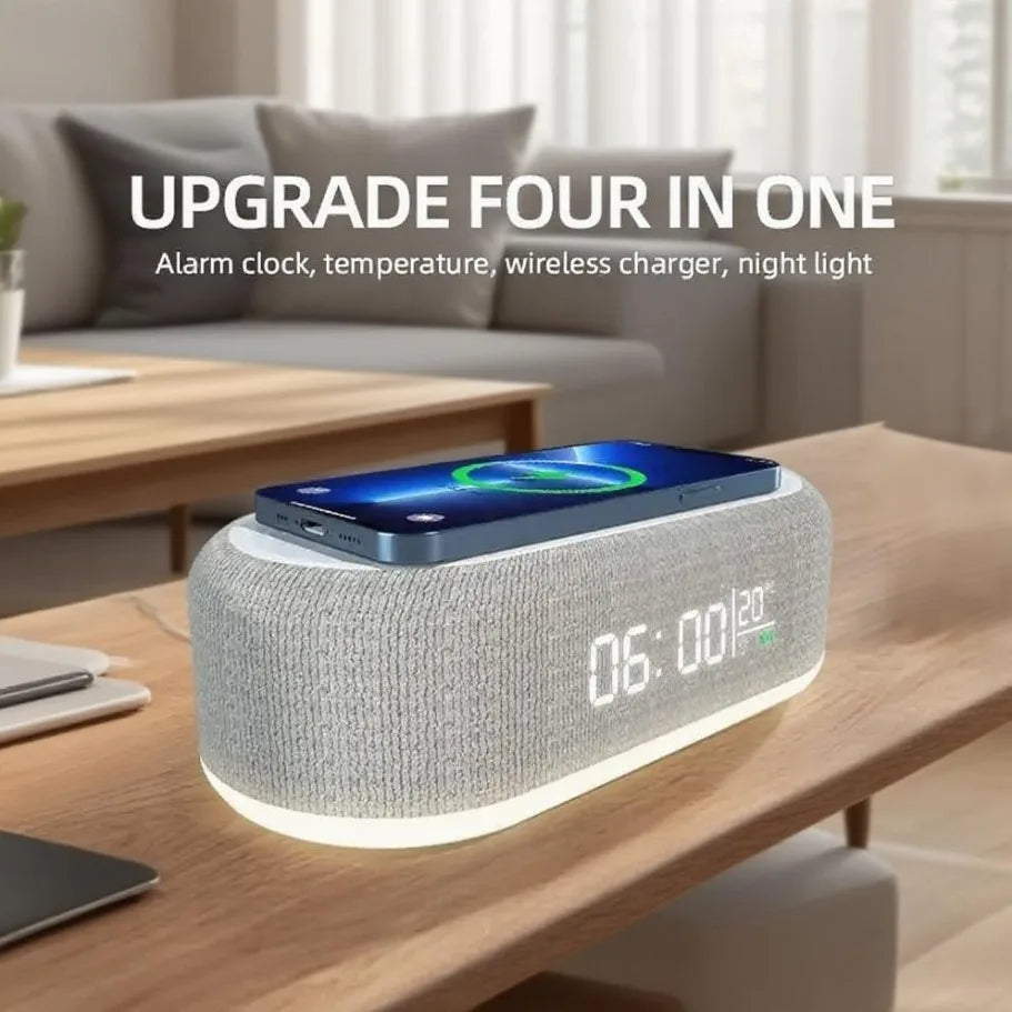 Wecker mit kabelloser Ladestation – Nachtlicht, Thermometer & 15W Fast Charging