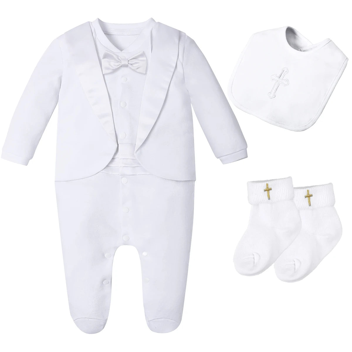 Baby-Taufoutfit Junge – Smoking, Weiß & Elegant