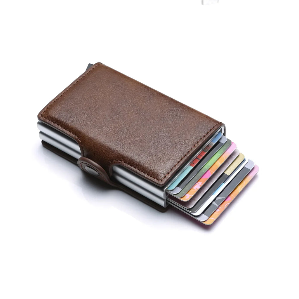 RFID-Schutz Slim Wallet – Dünne Herren-Geldbörse aus Carbon & PU-Leder, 14 Karten