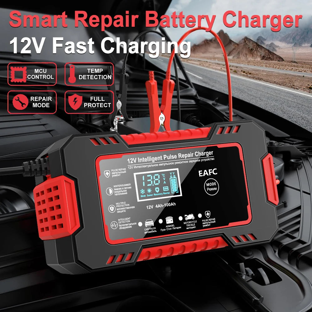 Smart Puls-Batterieladegerät 12V 6A – LCD & AGM/GEL