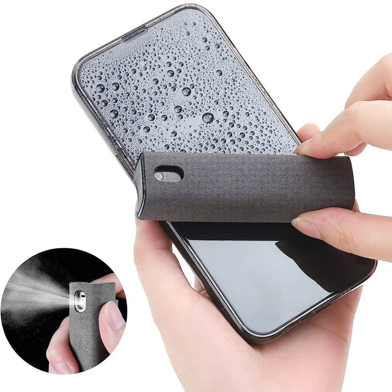 2-in-1 Bildschirmreiniger mit Sprühflasche – Mikrofaser für Handy, Tablet & PC