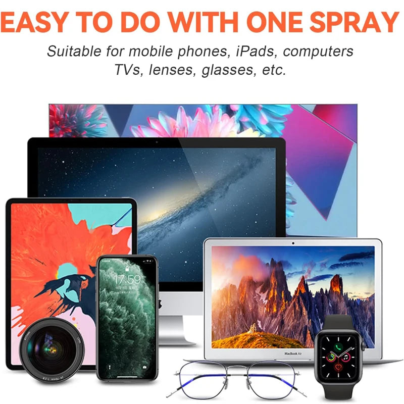 2-in-1 Bildschirmreiniger mit Sprühflasche – Mikrofaser für Handy, Tablet & PC