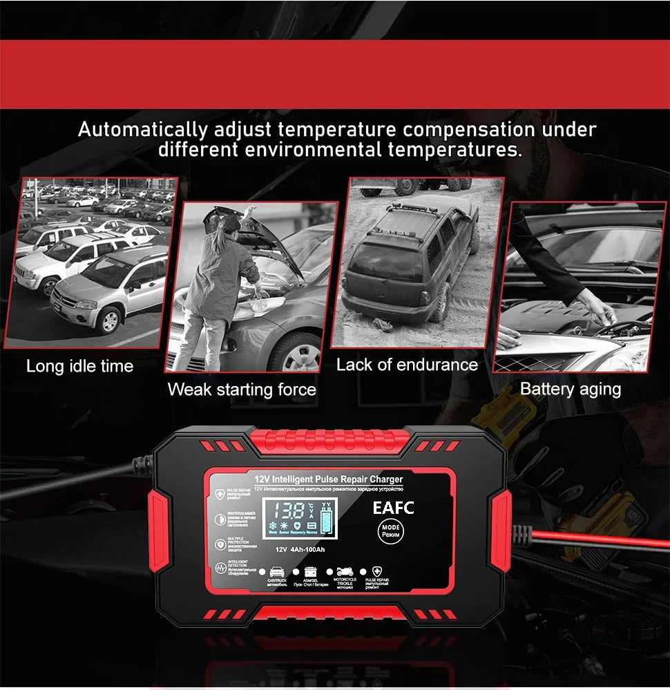 Smart Puls-Batterieladegerät 12V 6A – LCD & AGM/GEL