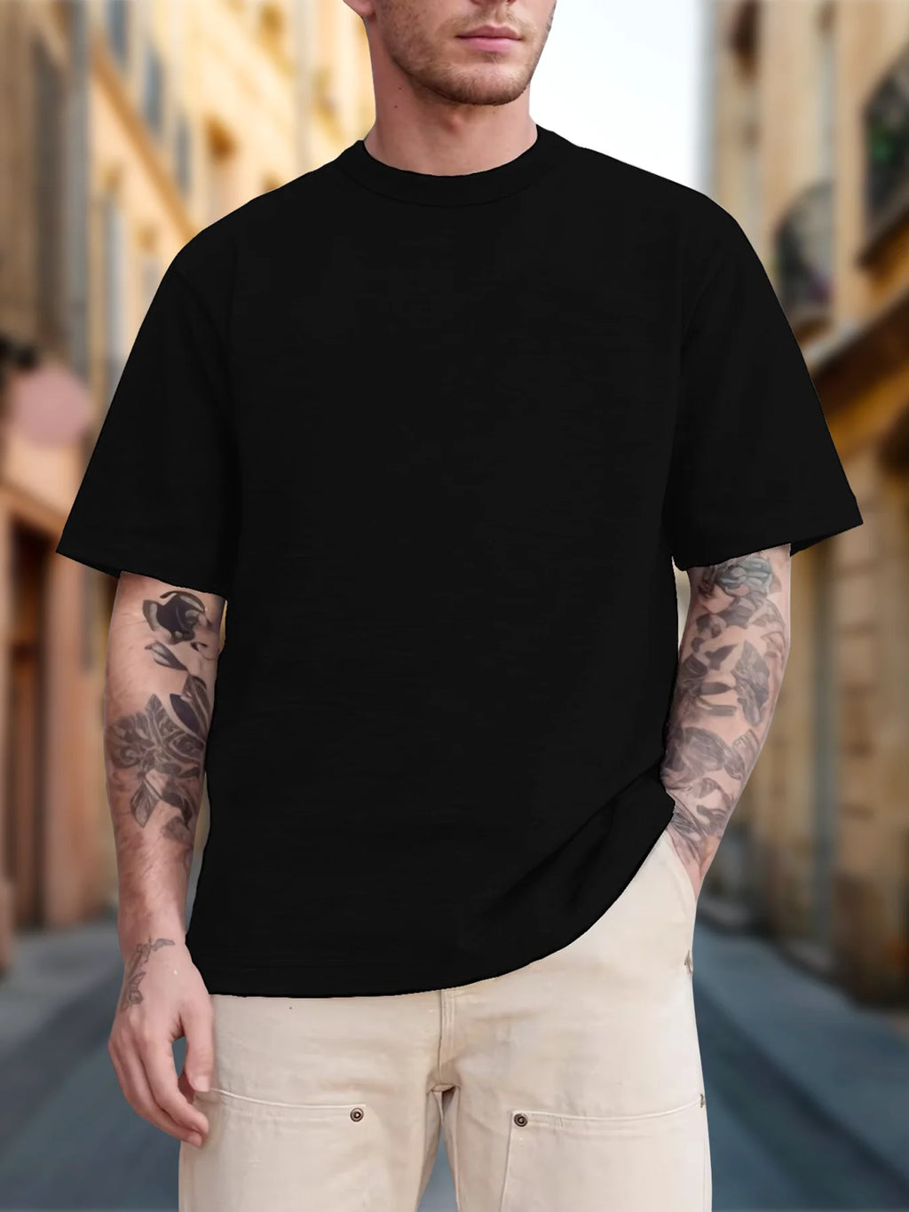 Herren Streetwear T-Shirt aus Baumwolle – Buchstabendruck, Kurzarm, S–XXXL