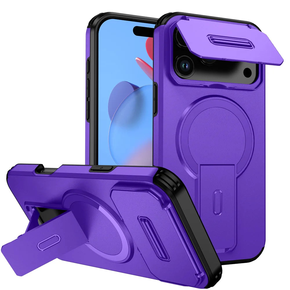 Magnetische Falt-Ständer Hülle für iPhone – Stoßfest, MagSafe-kompatibel, Ganzkörperschutz