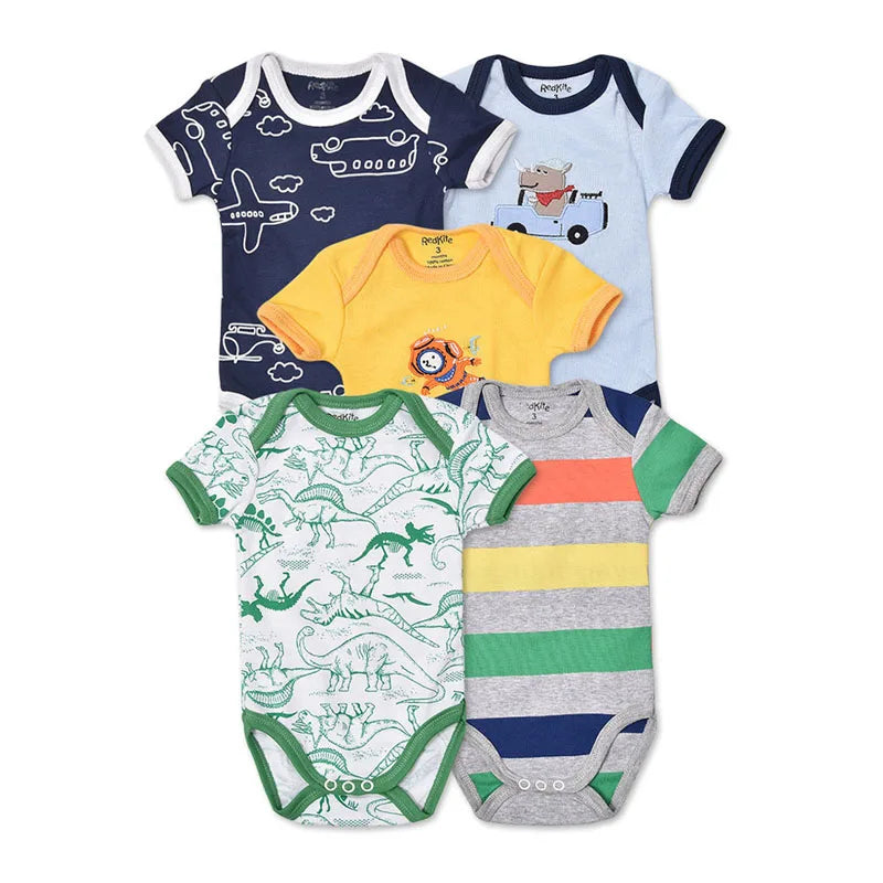 Baby-Strampler 5er-Set – Kurzarm, Baumwolle, 3–24 Monate