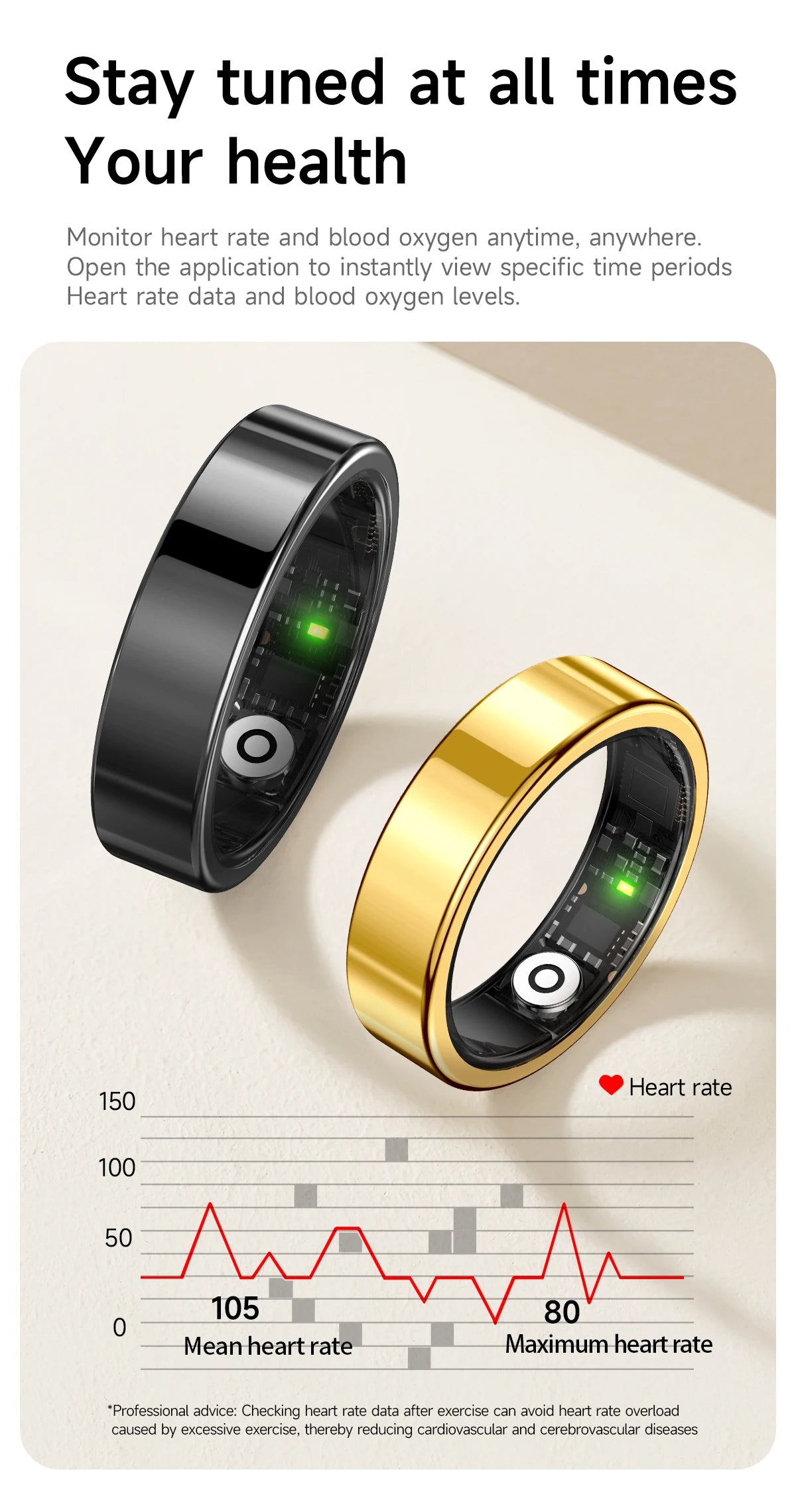 Smart Ring – Gesundheitsmonitor, 5ATM & Multi-Sport