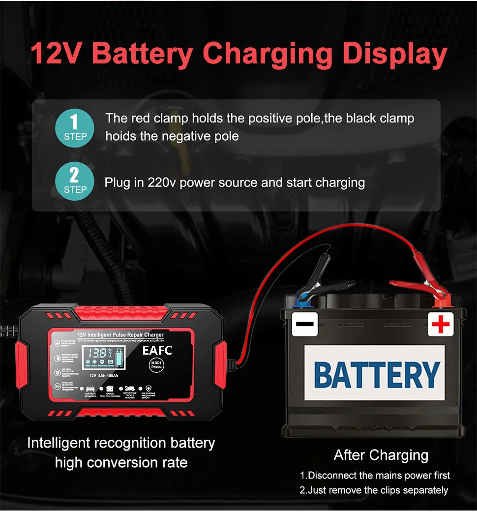 Smart Puls-Batterieladegerät 12V 6A – LCD & AGM/GEL
