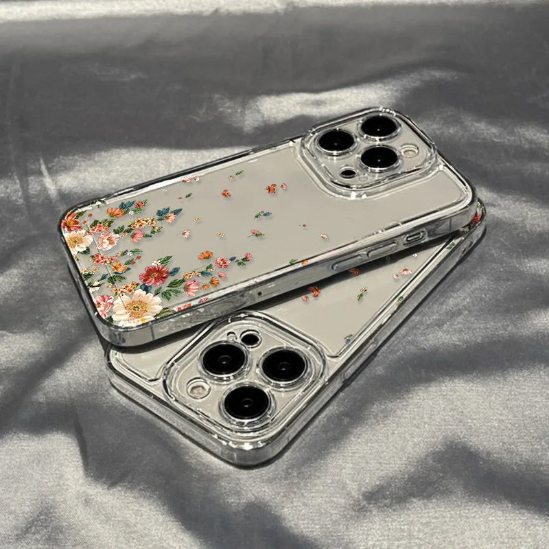 iPhone Hülle Blumenmuster – Transparent, Silikon & Stoßfest