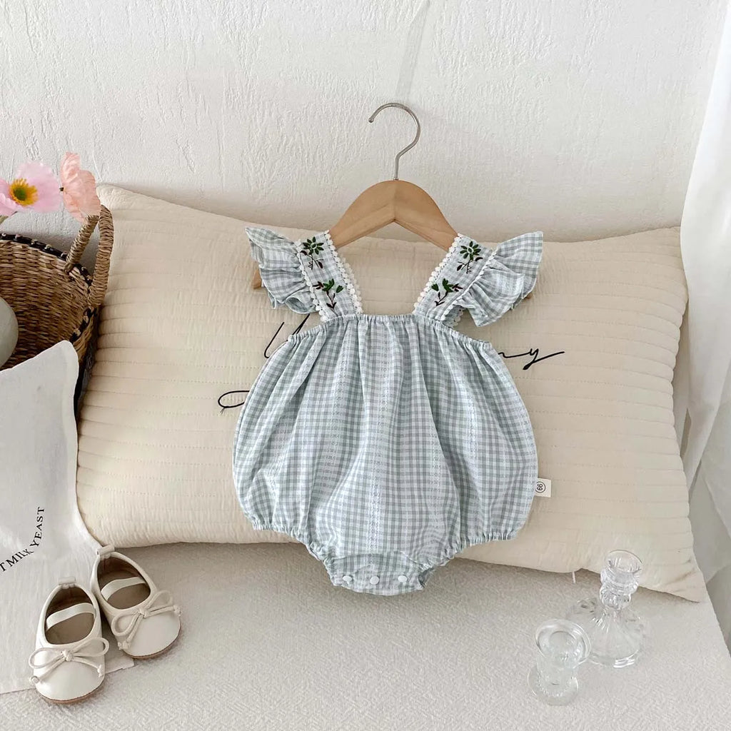 Baby-Kleid Mädchen – Sommer, Grüner Wald & Stickerei