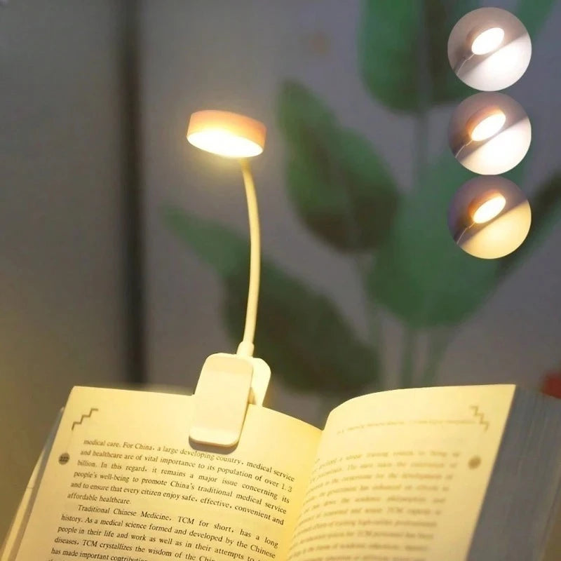 Buchlampe LED Clip – 3 Farben, dimmbar & Akku