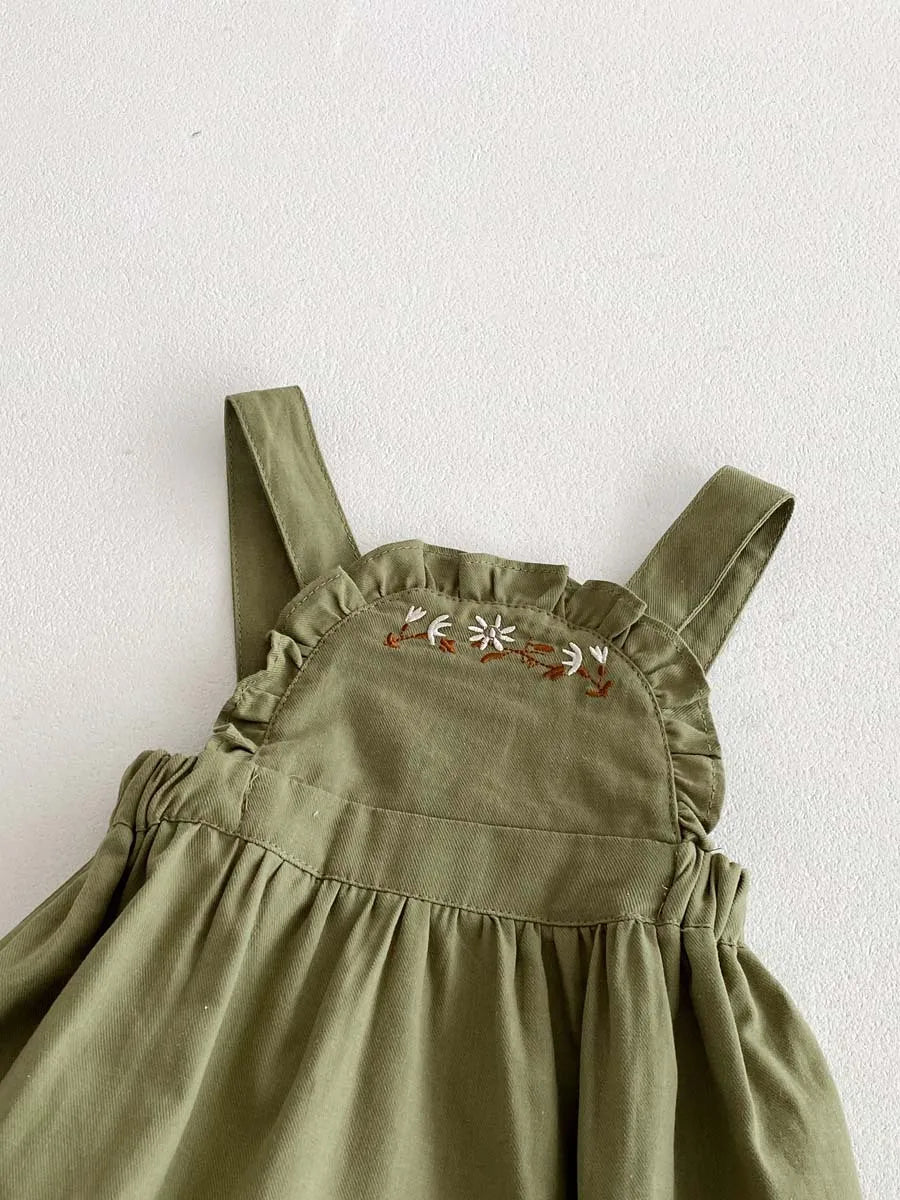 Baby-Kleid Mädchen – Sommer, Grüner Wald & Stickerei