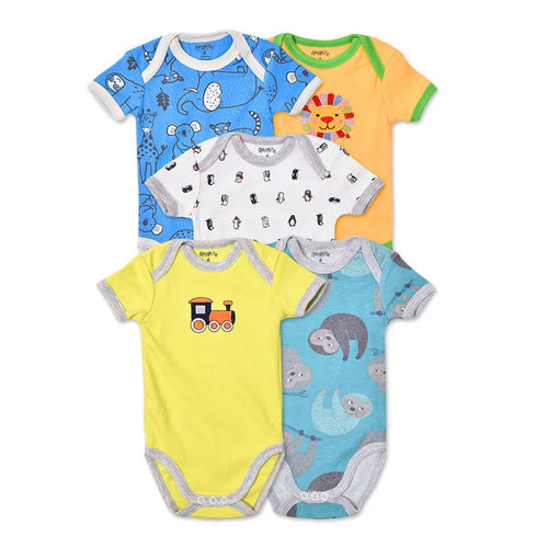 Baby-Strampler 5er-Set – Kurzarm, Baumwolle, 3–24 Monate