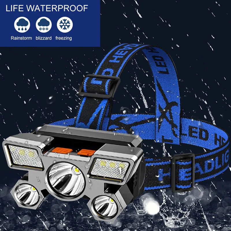 Stirnlampe 5 LED – USB aufladbar, kompakt & Outdoor