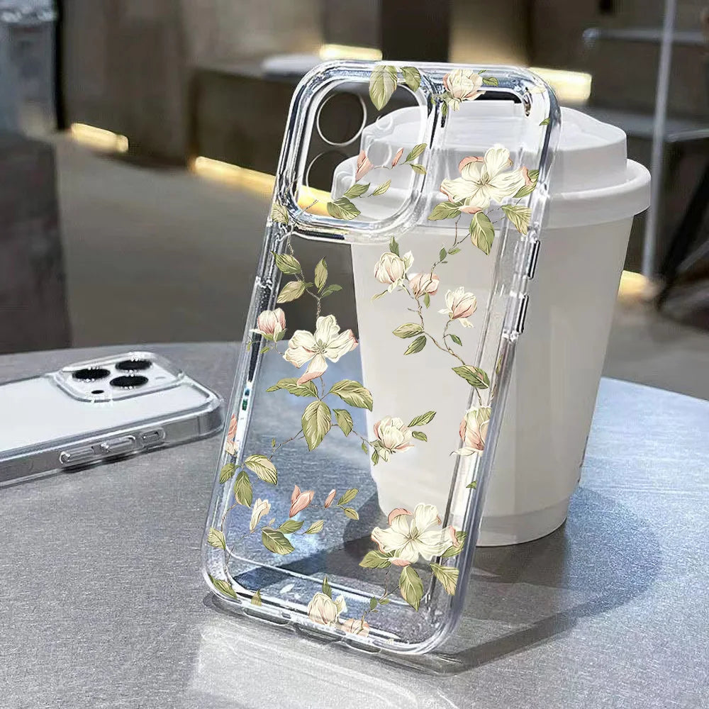 iPhone Hülle Blumenmuster – Transparent, Silikon & Stoßfest