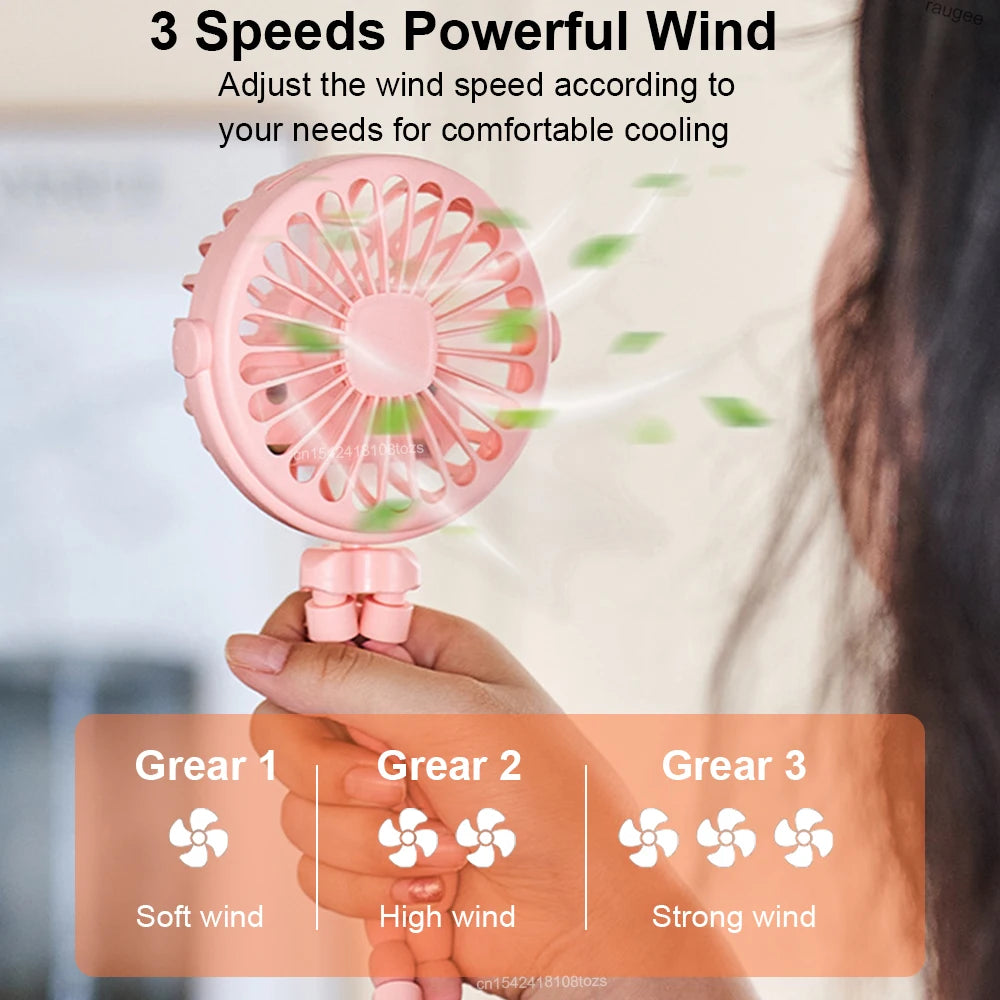 Clip-Ventilator USB wiederaufladbar – 360° drehbar, Mini-Lüfter für Kinderwagen & Schreibtisch