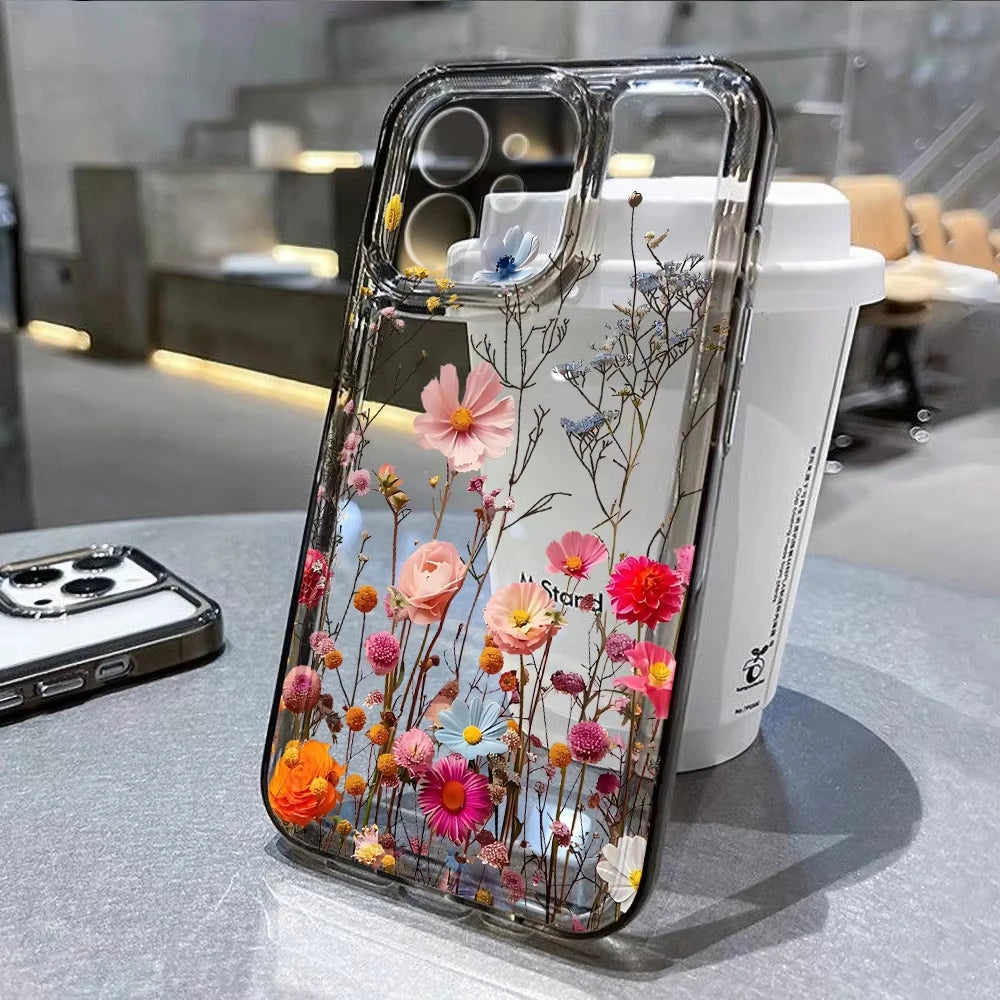 iPhone Hülle Blumenmuster – Transparent, Silikon & Stoßfest