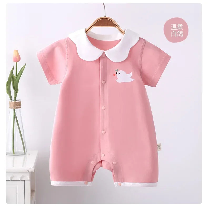 Baby-Strampler Sommer – Kurzarm, 100% Baumwolle & Pyjama