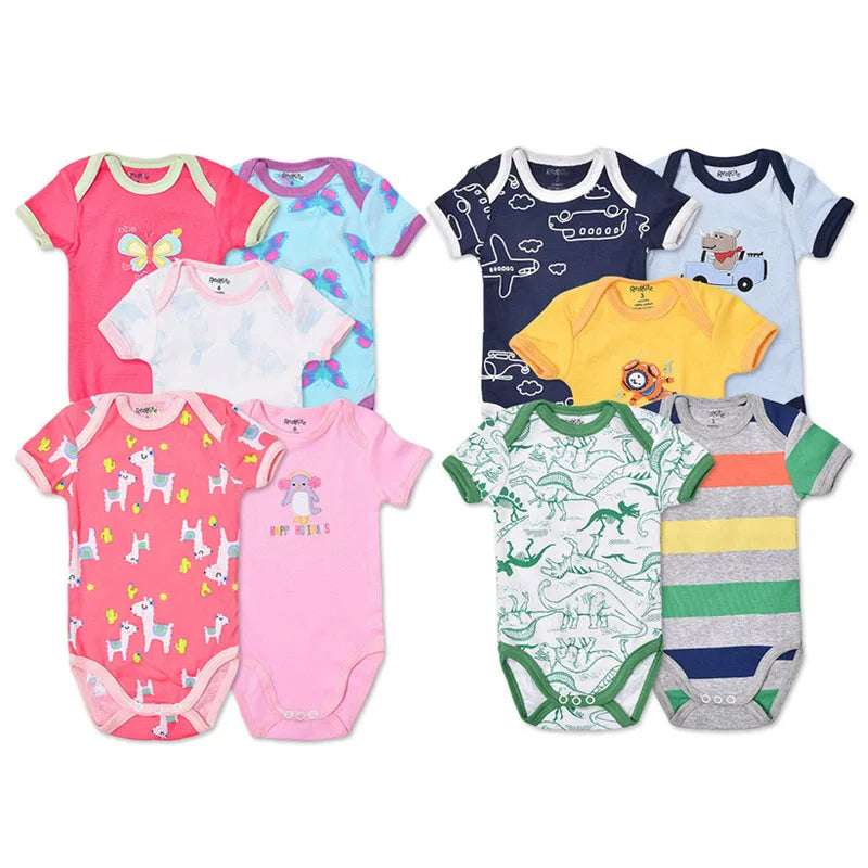 Baby-Strampler 5er-Set – Kurzarm, Baumwolle, 3–24 Monate