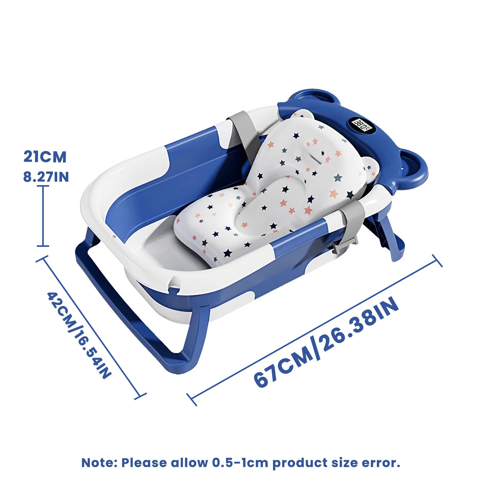 Baby-Badewanne faltbar – Thermometer, Schwimmkissen & Ablauf