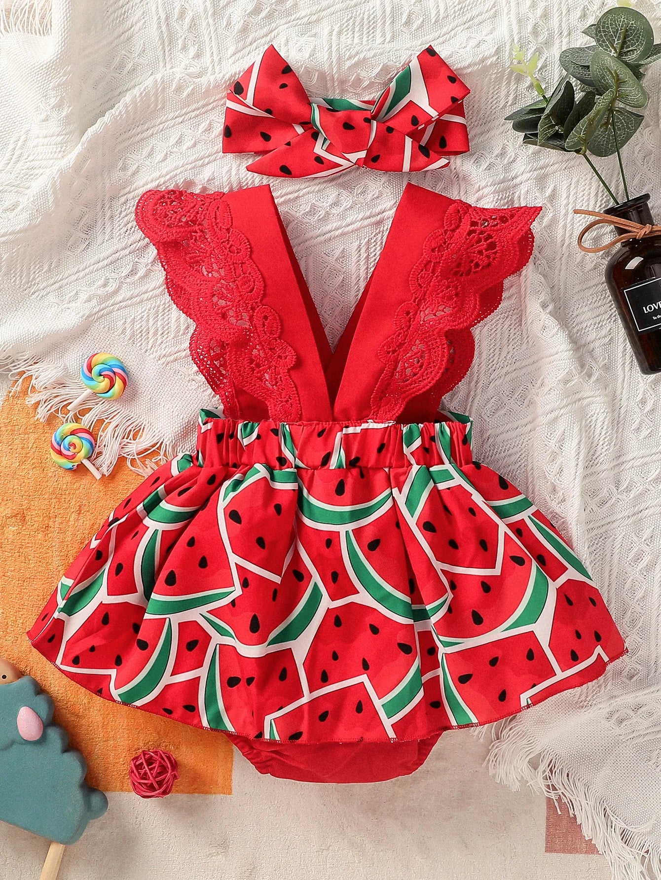 Baby Mädchen Sommerkleid – Wassermelonen-Muster, Gr. 62–86