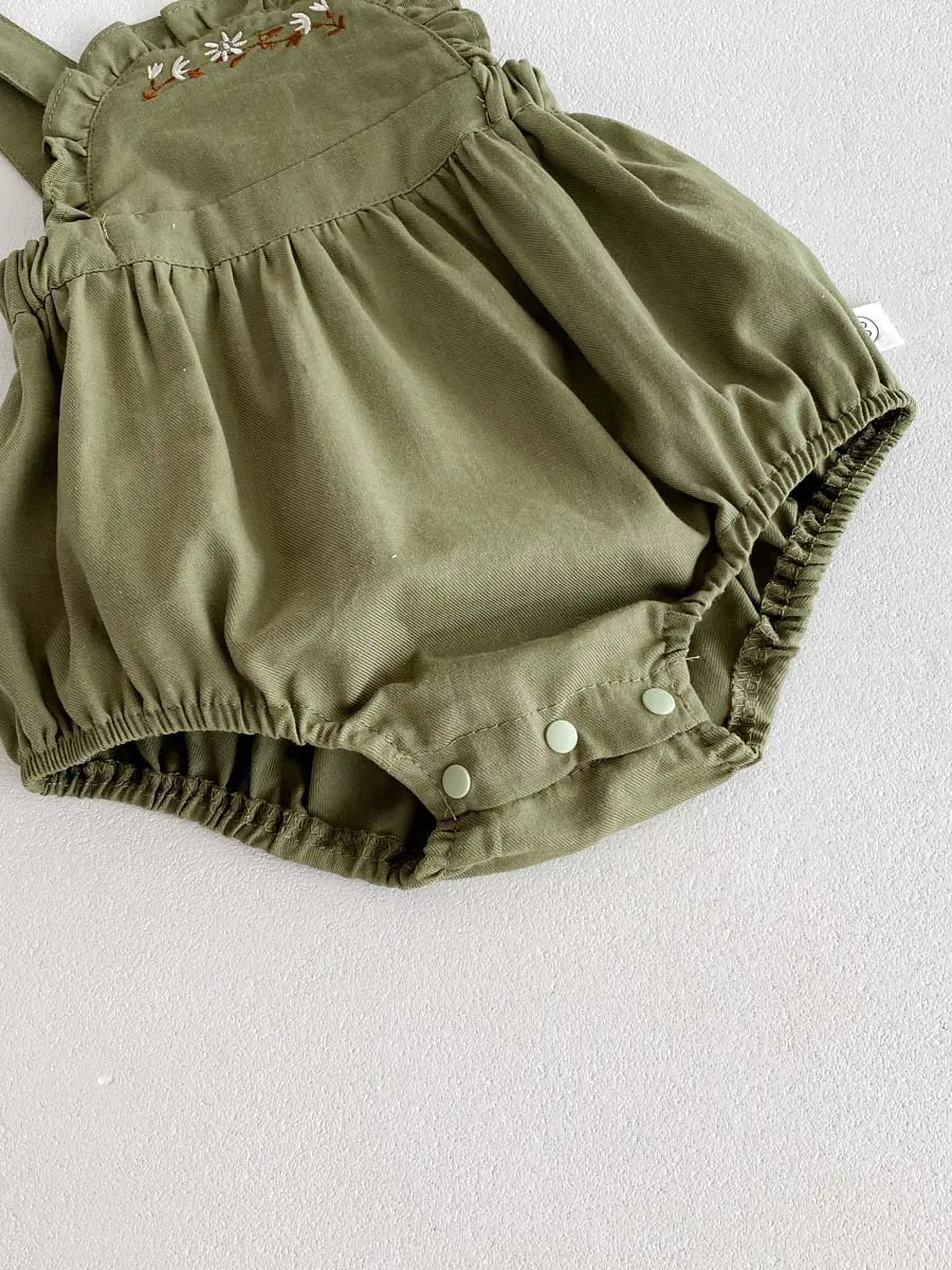 Baby-Kleid Mädchen – Sommer, Grüner Wald & Stickerei