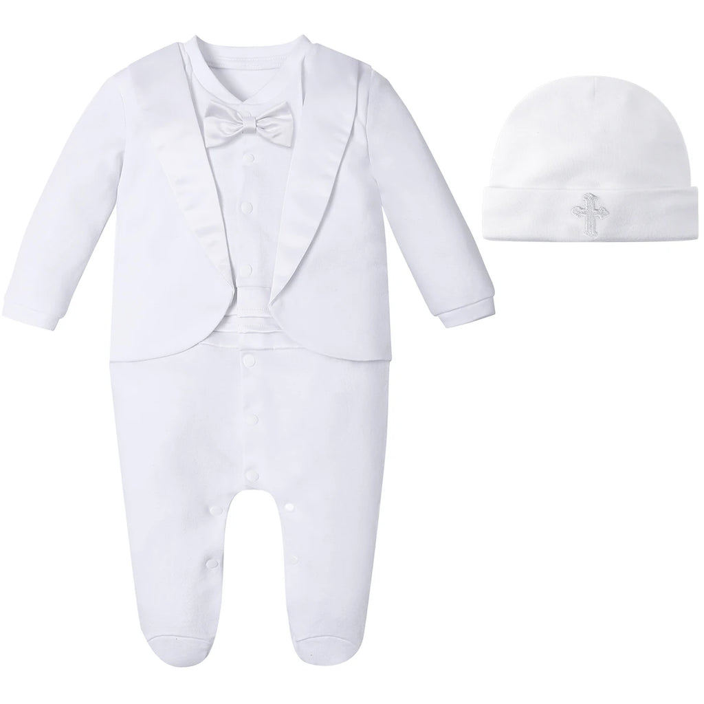 Baby-Taufoutfit Junge – Smoking, Weiß & Elegant