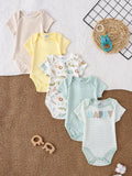 Baby-Strampler 5er-Set – Kurzarm, Sommer, 0–9 Monate