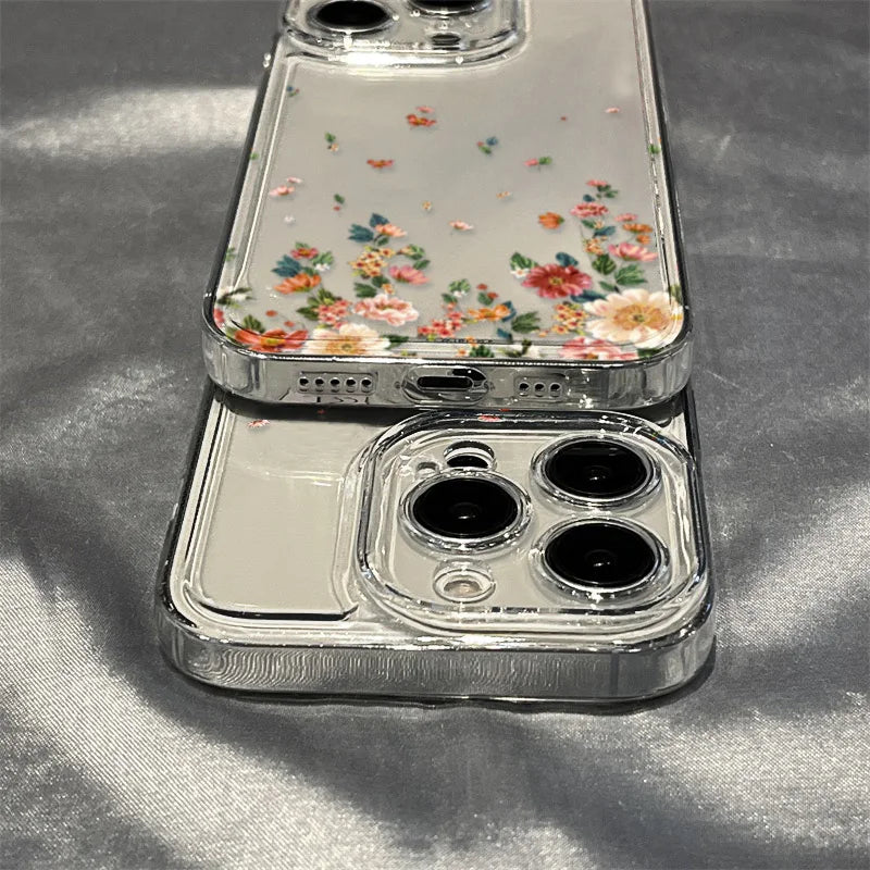 iPhone Hülle Blumenmuster – Transparent, Silikon & Stoßfest