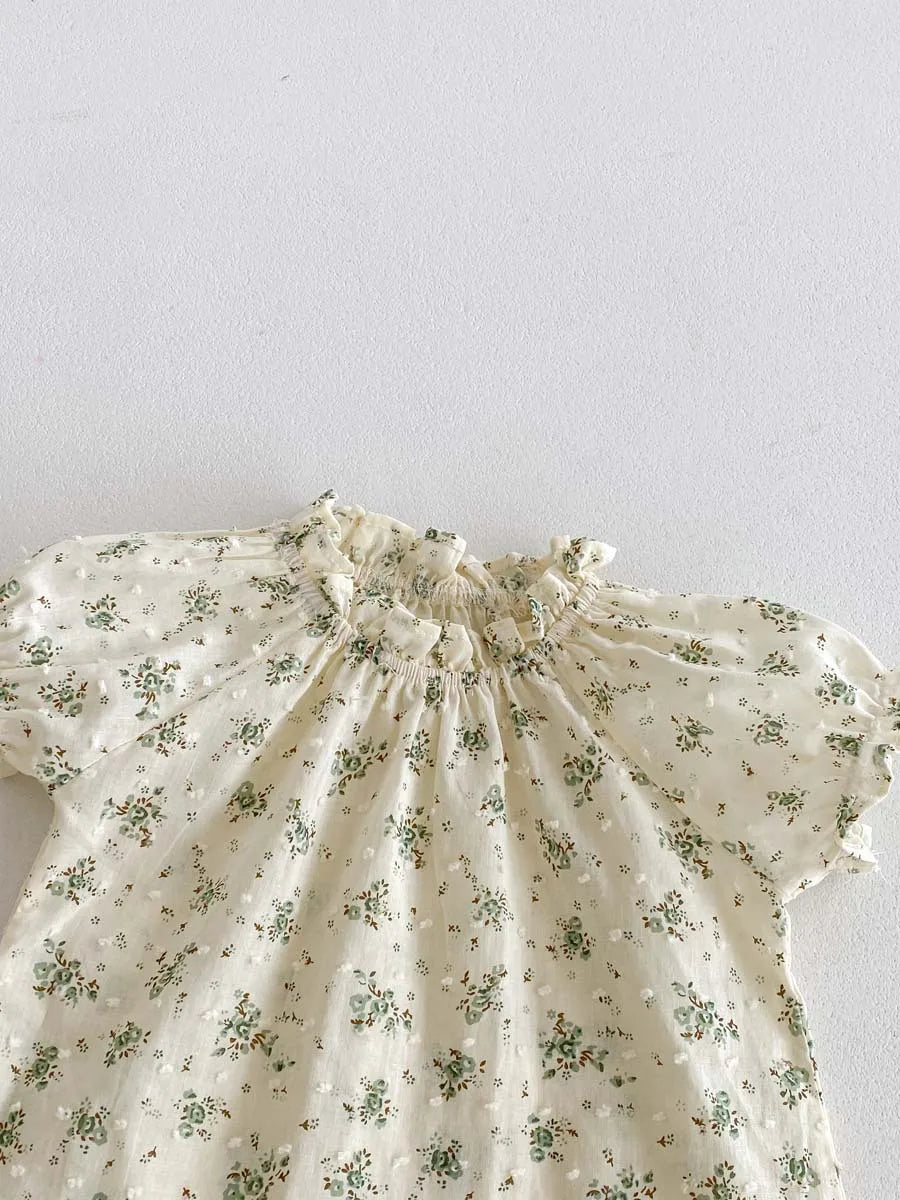 Baby-Kleid Mädchen – Sommer, Grüner Wald & Stickerei