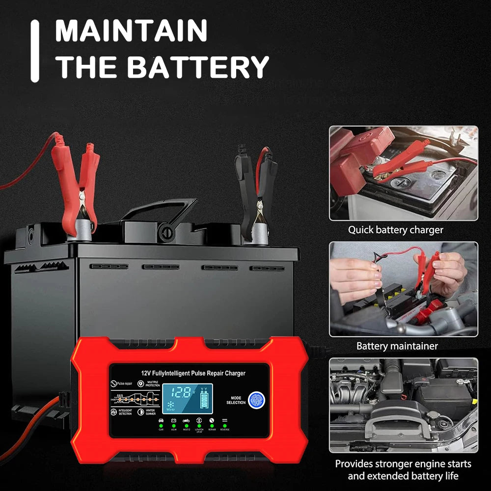 Auto-Batterieladegerät 10A – Großbildschirm, 12V & Reparatur