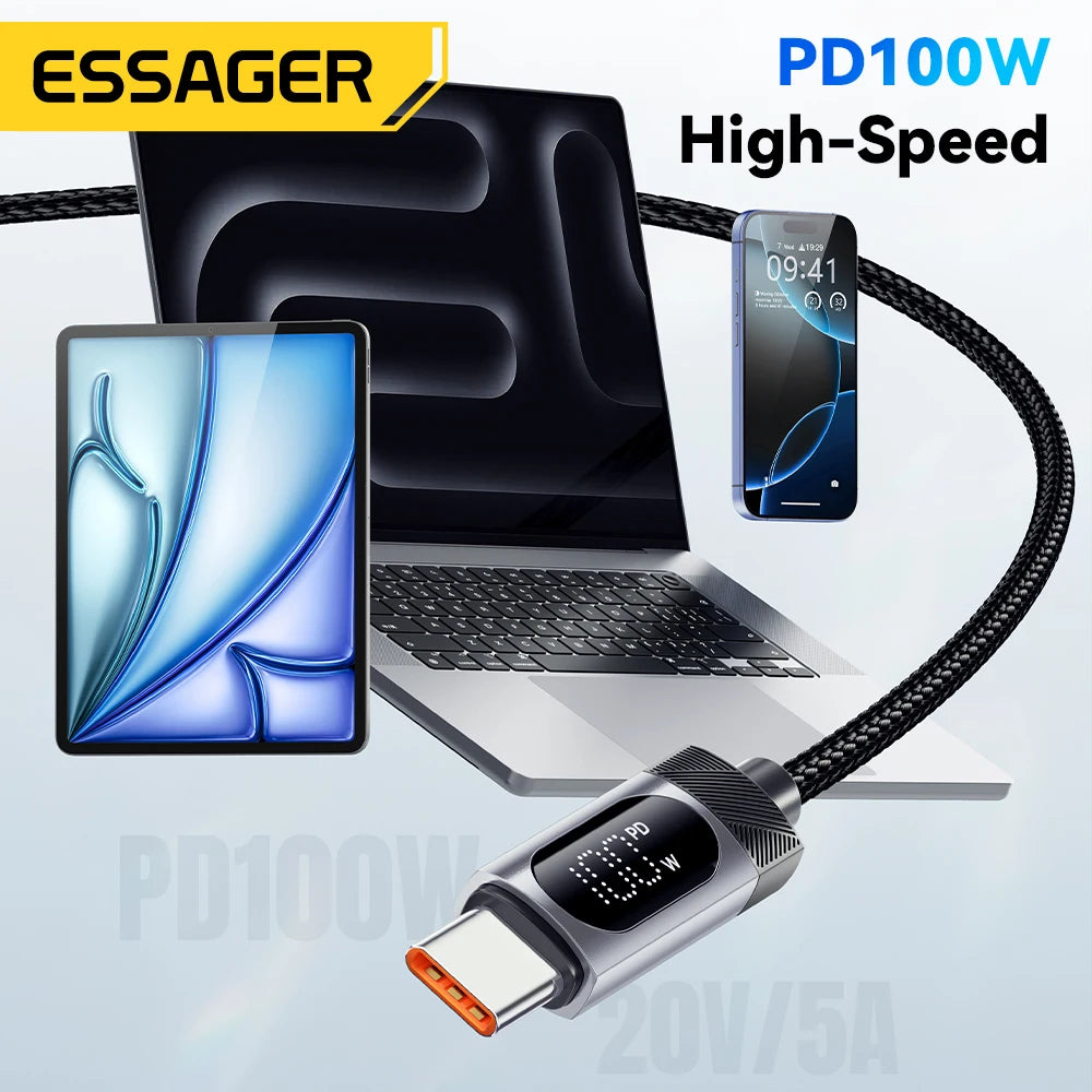 USB-C Kabel 100W mit LED-Display – Schnellladung für iPhone & Android