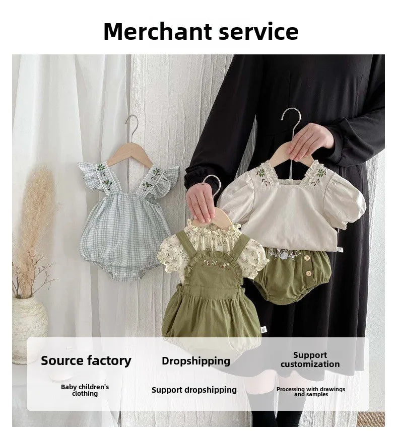 Baby-Kleid Mädchen – Sommer, Grüner Wald & Stickerei