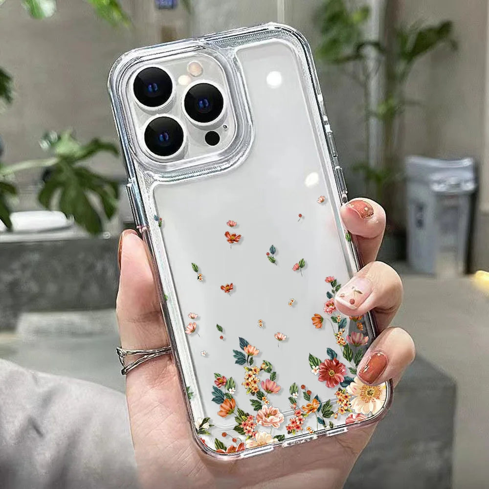 iPhone Hülle Blumenmuster – Transparent, Silikon & Stoßfest