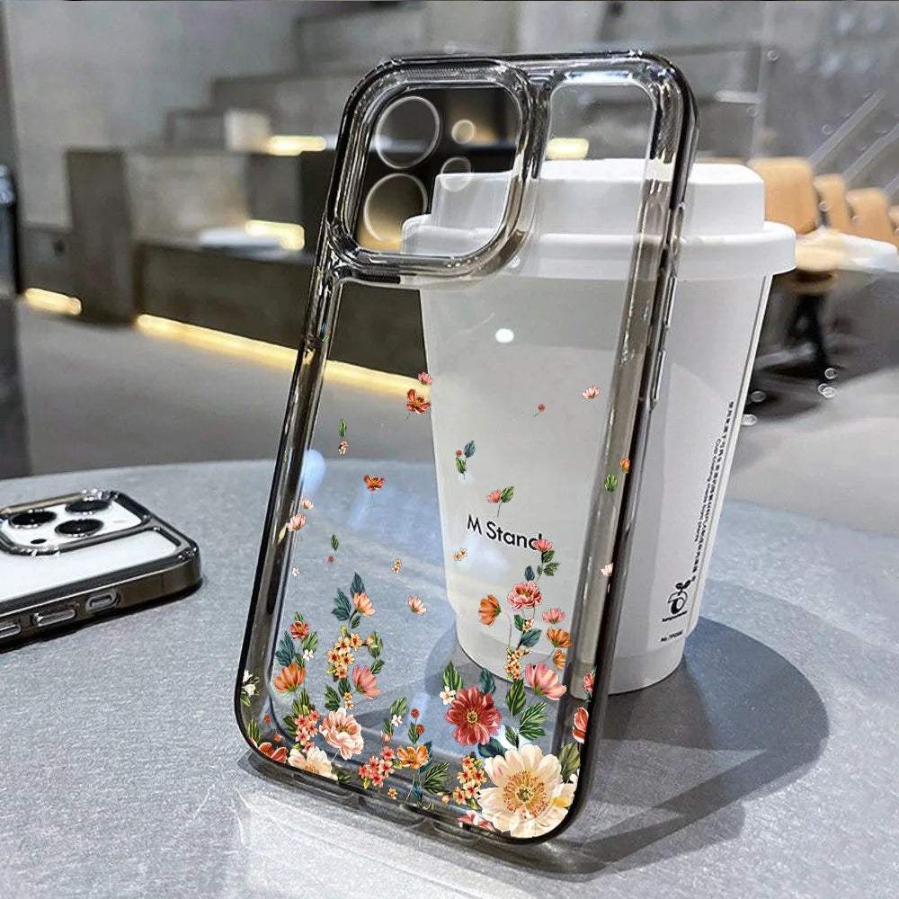 iPhone Hülle Blumenmuster – Transparent, Silikon & Stoßfest