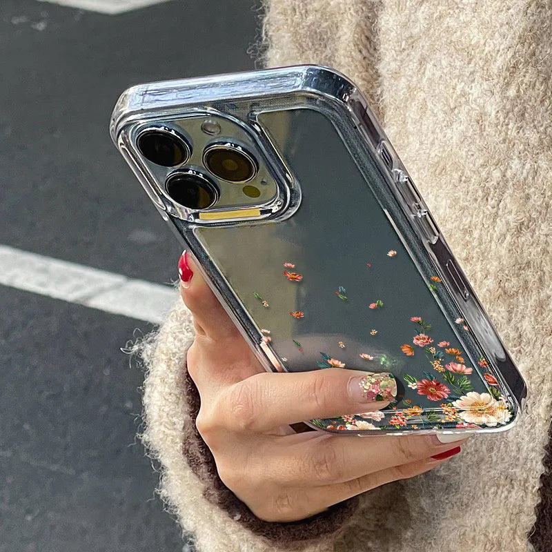 iPhone Hülle Blumenmuster – Transparent, Silikon & Stoßfest