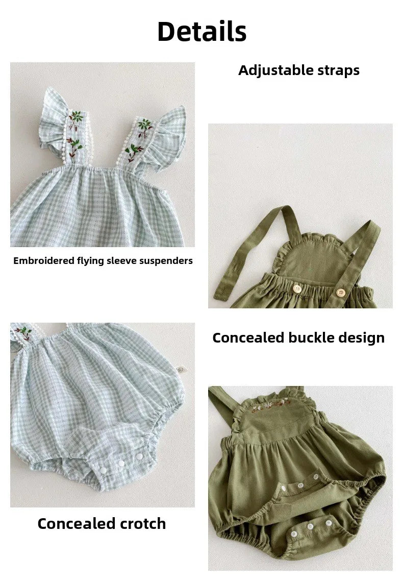 Baby-Kleid Mädchen – Sommer, Grüner Wald & Stickerei