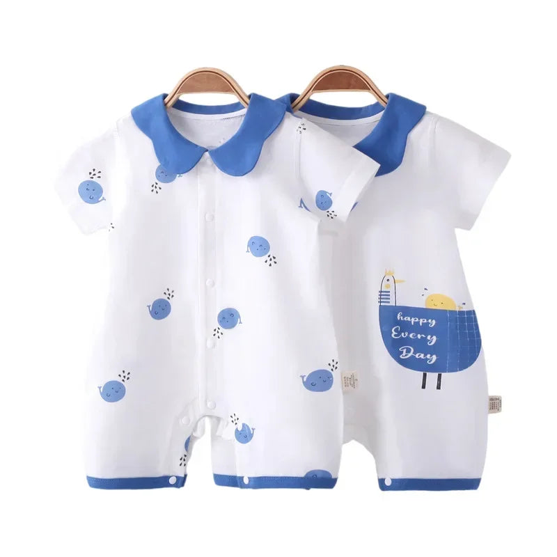Baby-Strampler Sommer – Kurzarm, 100% Baumwolle & Pyjama