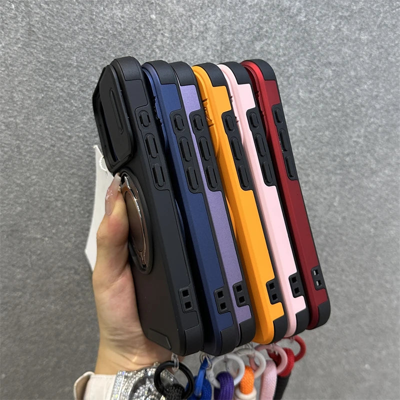 Magnetische Hülle mit Kamera-Schutz & Ring-Ständer für iPhone – MagSafe, Stoßfest, Handgelenkschlaufe