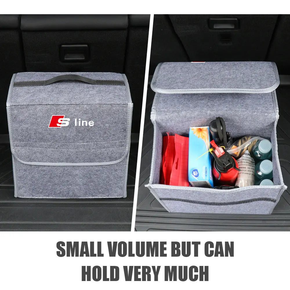 Audi Kofferraum-Organizer aus Filz – Aufbewahrungsbox für A3 A4 A5 A6 Q3 Q5 S-Line & mehr