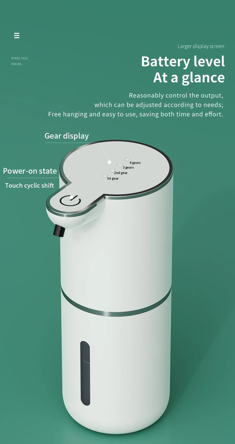Automatischer Seifenspender – 380ml, wiederaufladbar, 4 Stufen | Sensor-Dispenser