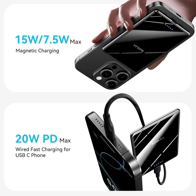 KUULAA Power Bank 5000mAh – 20W, Wireless & MagSafe für iPhone
