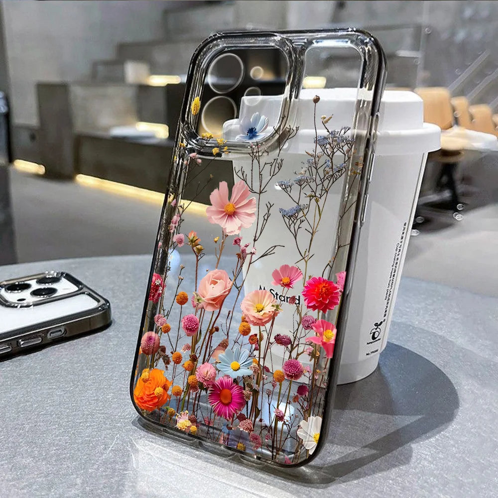 iPhone Hülle Blumenmuster – Transparent, Silikon & Stoßfest